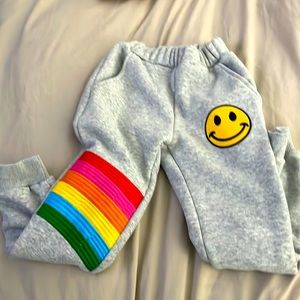 Lola and the boys rainbow happy face patch sweats